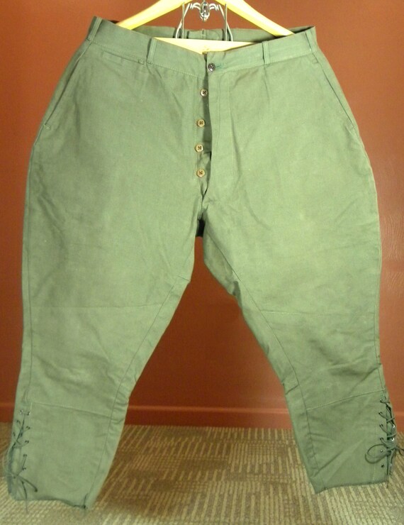 Vintage Green MilitaryStyle Men's Riding Pants.