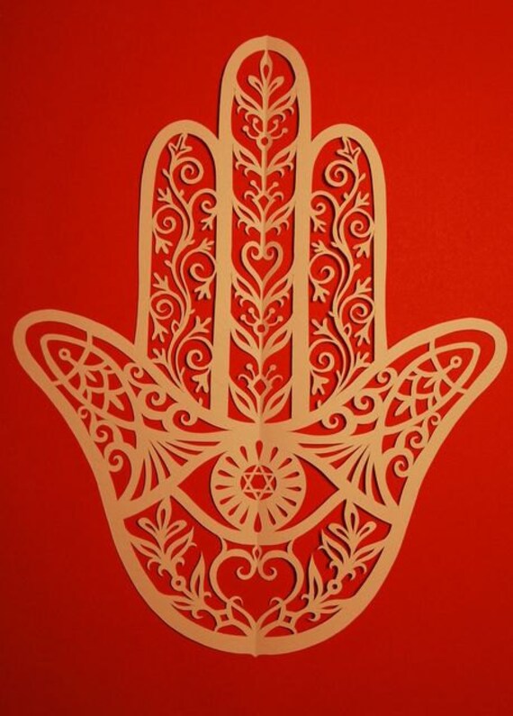 Items similar to Hamsa, Jewish papercuts, judaica, handmade, paper
