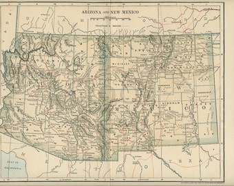 Vintage Map Colorado and Utah dated 1891 by PrimitivePapers1903