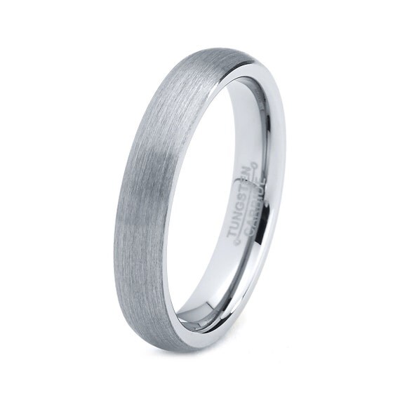 Mens Wedding Band Brushed Tungsten Carbide Unique Mens Wedding Band ...