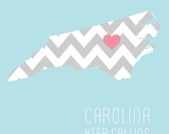 Chapel Hill, North Carolina Heart C hevron Digital Print ...