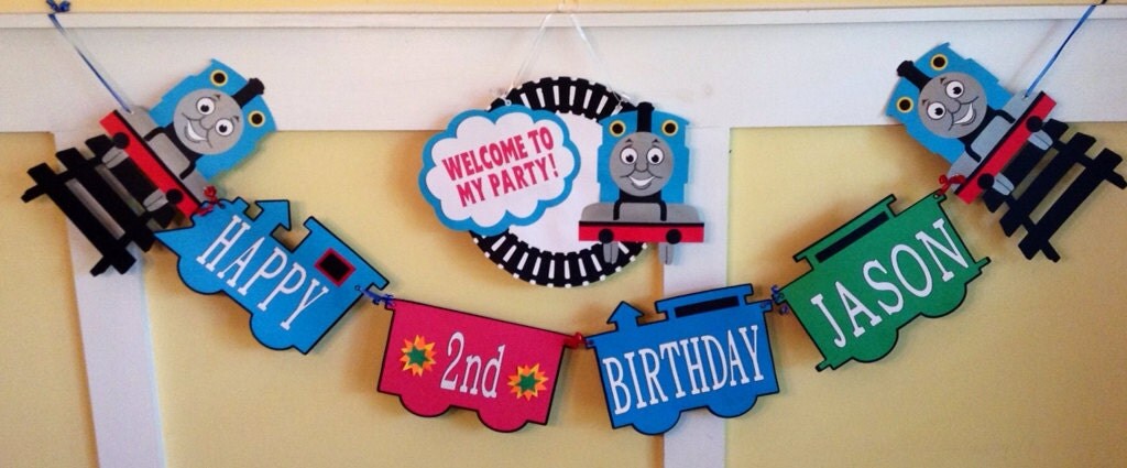 Personalized Thomas the Train/ tank engine birthday banner.