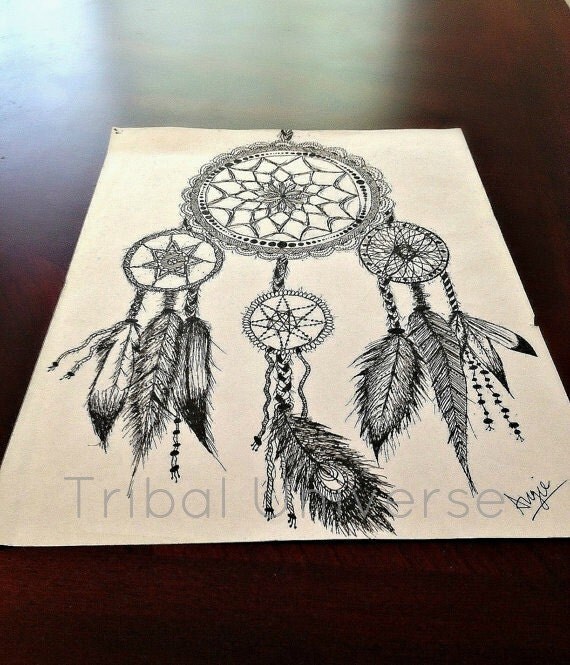 Dreamcatcher Pen and Ink Drawing by TribalUniverse on Etsy