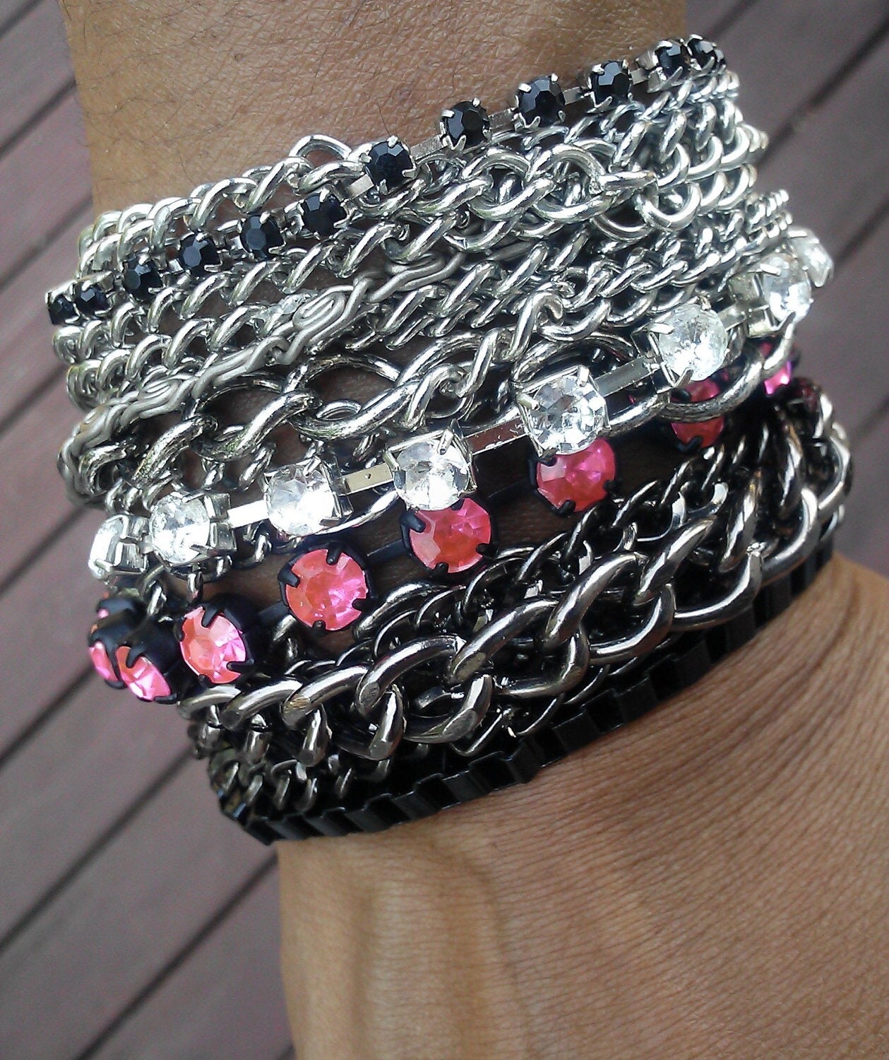 Multiple Chain Bracelet Mixed Metal Chain and by berylblushblonde