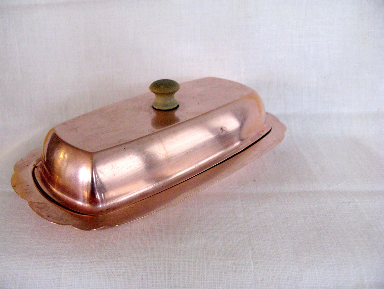 hammered copper butter dish