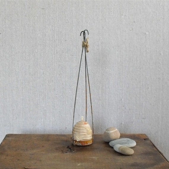 Vintage Primitive Wire Candle Holder with Beehive by solsticehome