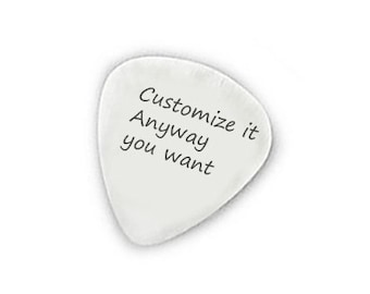 Personalized Guitar Pick, Hand Stamped Guitar Pick, Engraved sterling silver copper brass Guitar Pick Musician Gift, ONE side TEXT ONLY