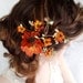 fall wedding hair clip, autumn wedding, fall flower hair accessory, orange flower -WILDWOOD- rustic wedding hairpiece, bridal hair flower