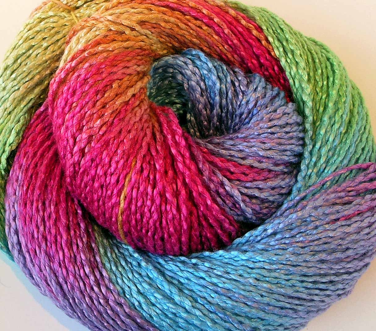 Hand Dyed Rayon Yarn Bright Bouquet by FiberFusion on Etsy