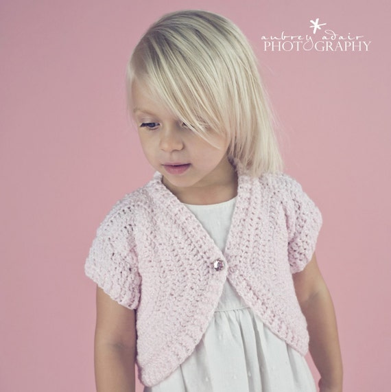 Flower Girl Shrug Wedding Shrug Shortie Sweater by Crocheted4Kids