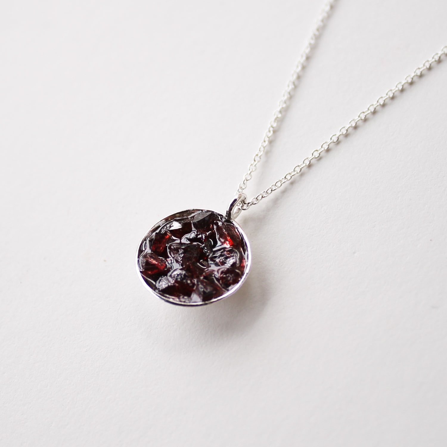 Crushed Crystal Garnet Necklace Pendant in by BonFireCraft on Etsy