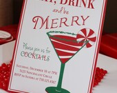 COCKTAIL MARTINI Printable Party Invitation - Red and Green Printing Available Il_170x135