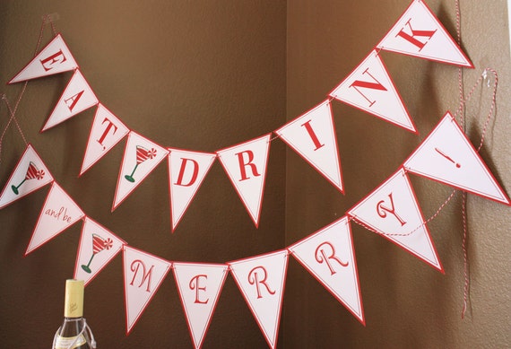 COCKTAIL MARTINI Printable Party Banner - Eat Drink and Be Merry Il_570xn