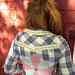 In The Plaid Western Upcycled Clothing Button Up Shirt Blouse with Vintage Trim and Patchwork Back Size Small by MountainGirlClothing