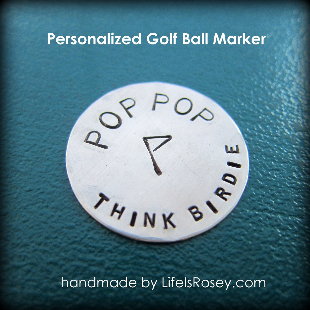 Personalized Golf Ball Marker Hand Stamped Sterling Silver