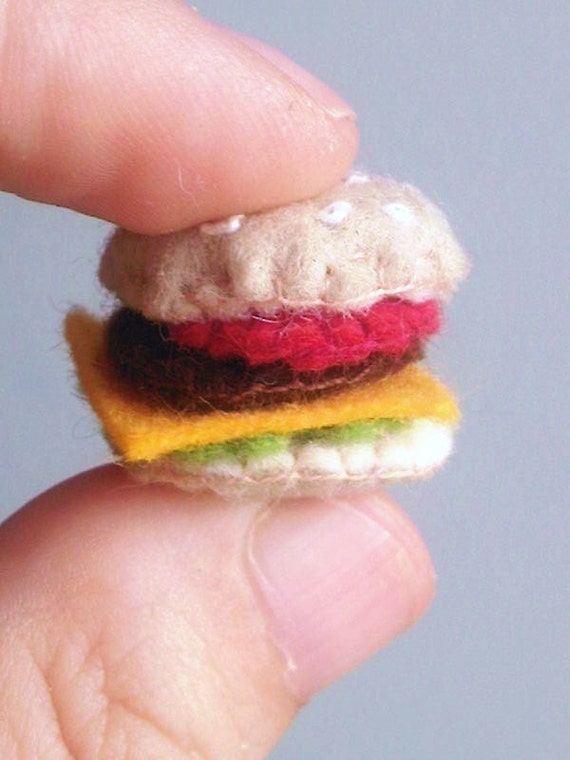 Items Similar To Tiny Cheeseburger -- Cute Miniatures Dollhouse 