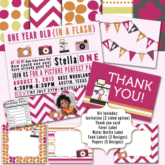 Items similar to In A Flash Birthday Printable Kit on Etsy