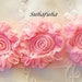 1/2 yd Shabby Chic Bubblegum PINK Sunflower Rosettes on net- 9 Flowers