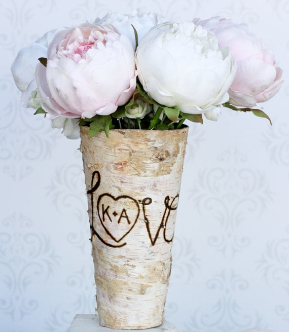 Personalized Custom Engraved Birch Wood Vase by braggingbags