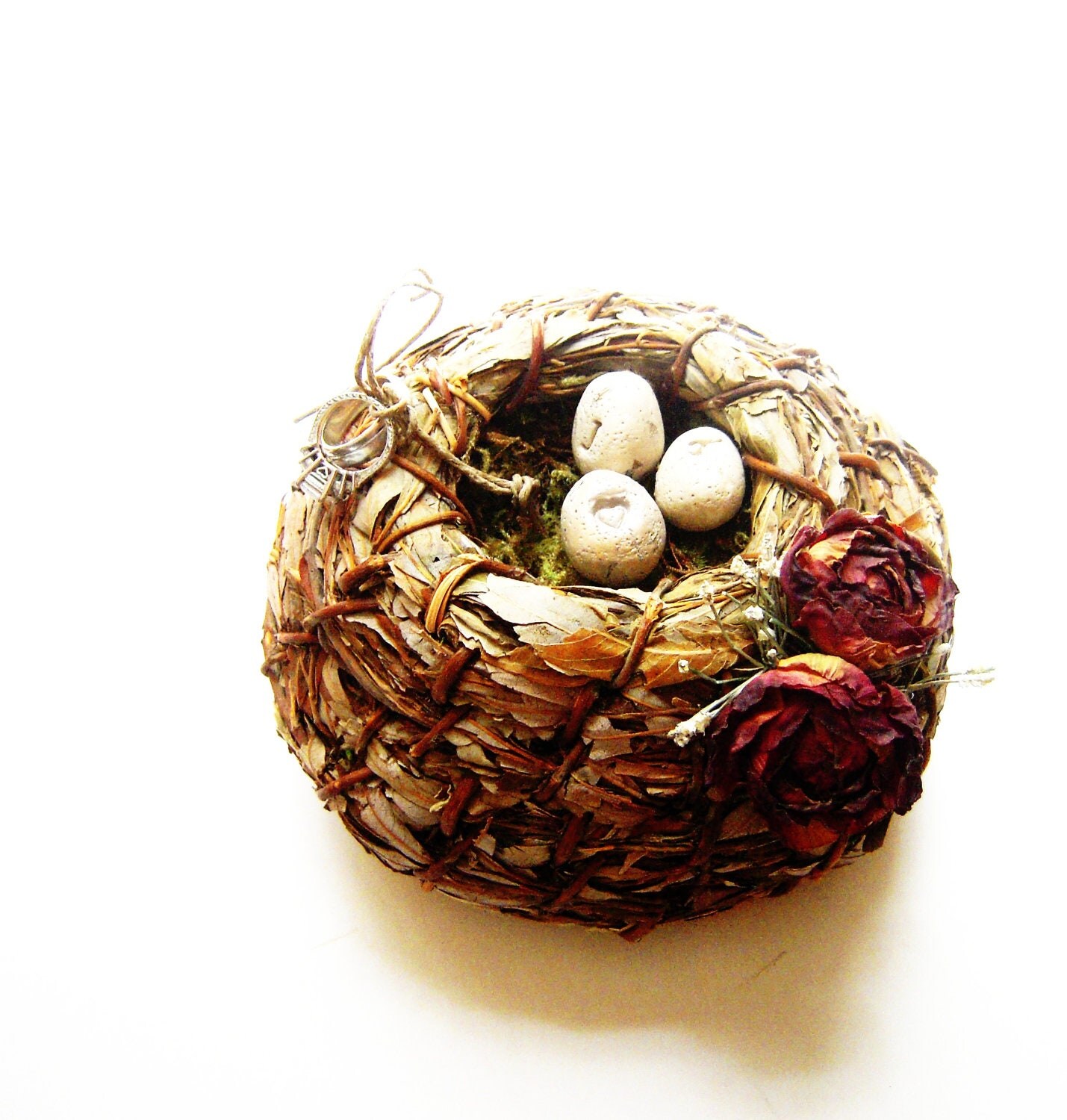 Ring Bearer Birds Nest Pillow Alternative Wedding Ring Holder