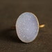 Soft Grey Agate Druzy Ring - Oval, White Geode - AAA Quality
