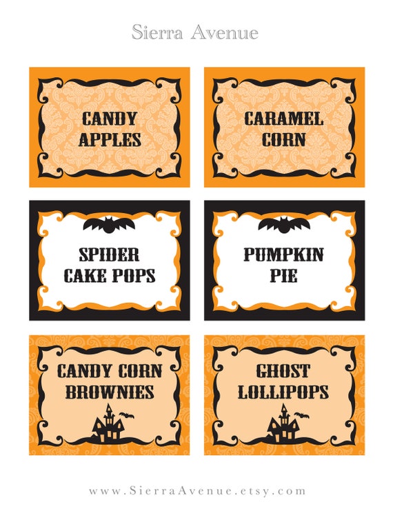 Items similar to Halloween Party Food Labels or Gift Tags - Custom ...