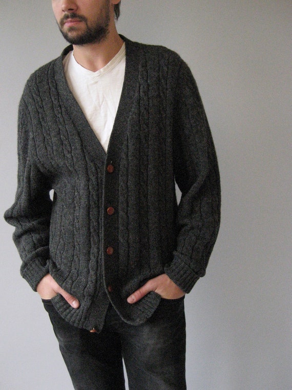 Charcoal Gray Cardigan Sweater by NakedVintage on Etsy