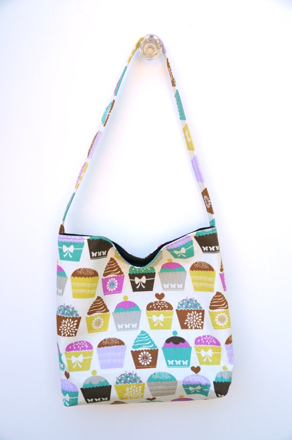 Cupcake Slouch Bag Medium Sized Bag with by ShortcakeDesigns
