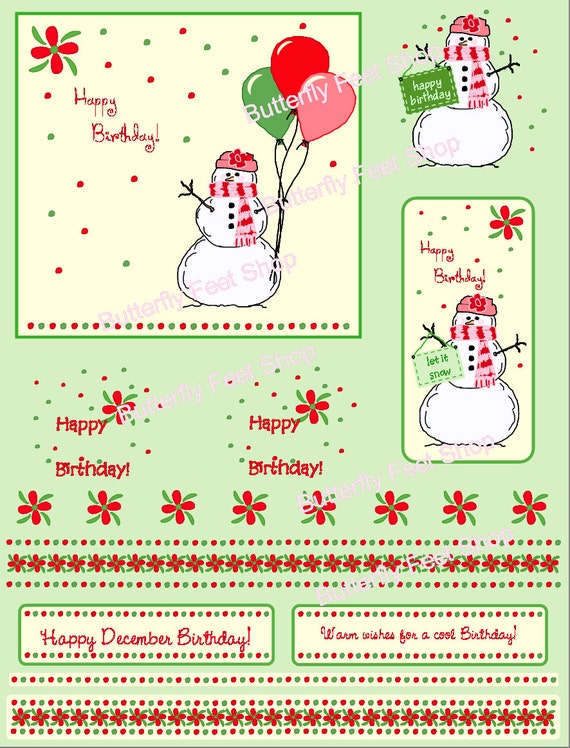 Items similar to Printable December Birthday Card - Plus Collage Page ...