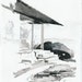Original Watercolor Painting, Mid-Century Architecture. The Frey House II.