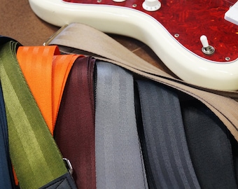 Recycled Seat Belt Guitar Strap - Vegan Eco Friendly Guitar Strap - 8 colors to choose from