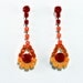 Neon Hand Painted Rhinestone Earrings in Red Orange and Yellow