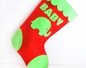 Christmas Stocking, Red Personalized Baby elephant First Christmas baby stocking A481 Il_170x135