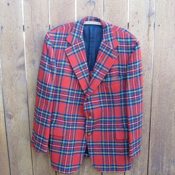 vintage plaid ralph lauren blazer sports coat 1970s wool mens