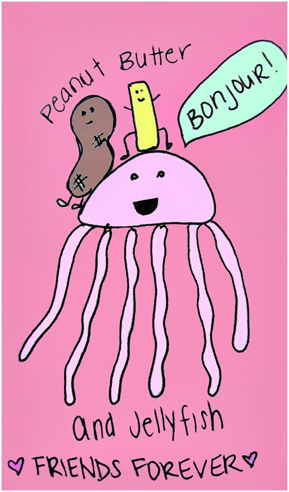 Items similar to Funny Jellyfish 8x10 art print, Octopus, Jellyfish