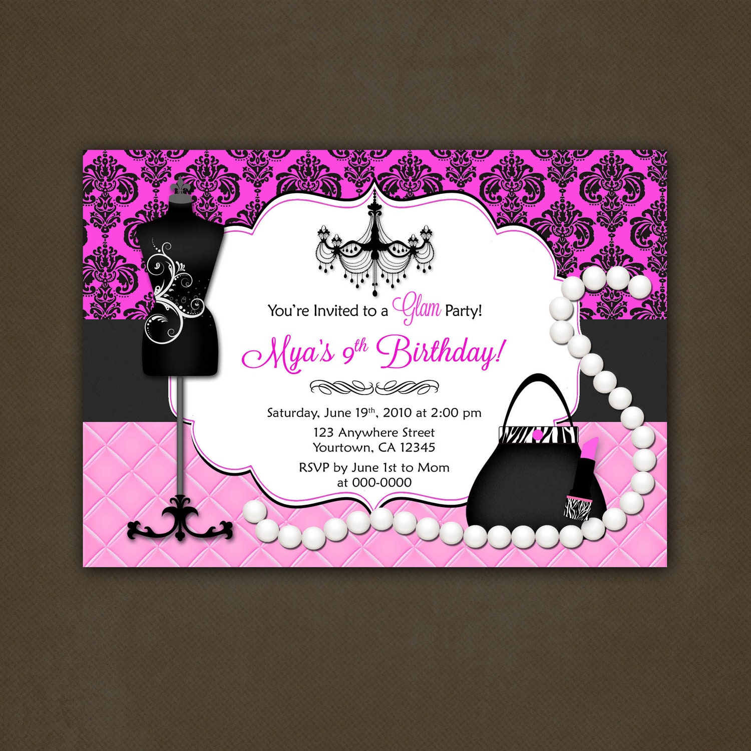 Glamour Birthday Party Invitations 3