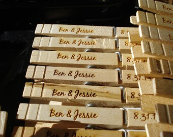 250 Custom Clothespin Wedding Favors place card holders
