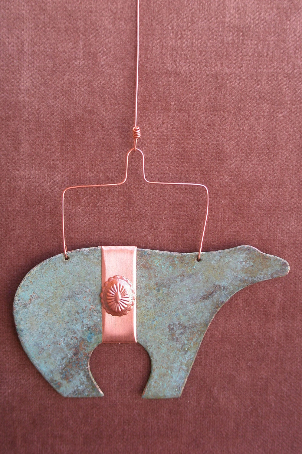 BEAR Copper Verdigris Ornament - Handcrafted in The Copper State (Arizona USA)