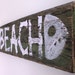 Beach Sign Wooden with Original Art Design on Reclaimed Distressed Wood Coastal Surf Nursery Baby Surfer Boy Girl Birthday Party Decor