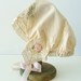 1920's pink silk ribbon and ecru lace breakfast cap / antique
