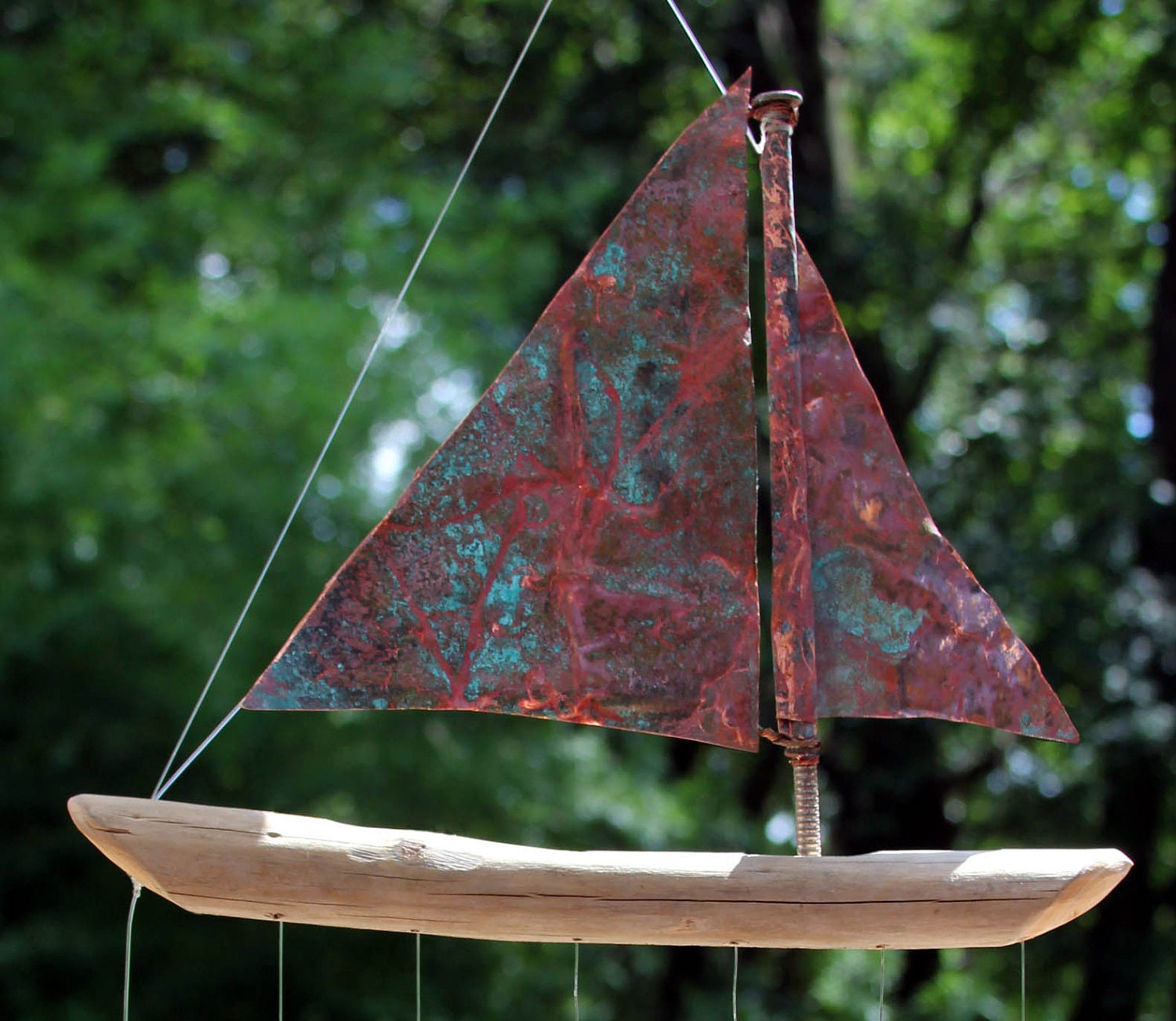 Copper And Driftwood Windchime Seven Sailing by NevaStarr on Etsy