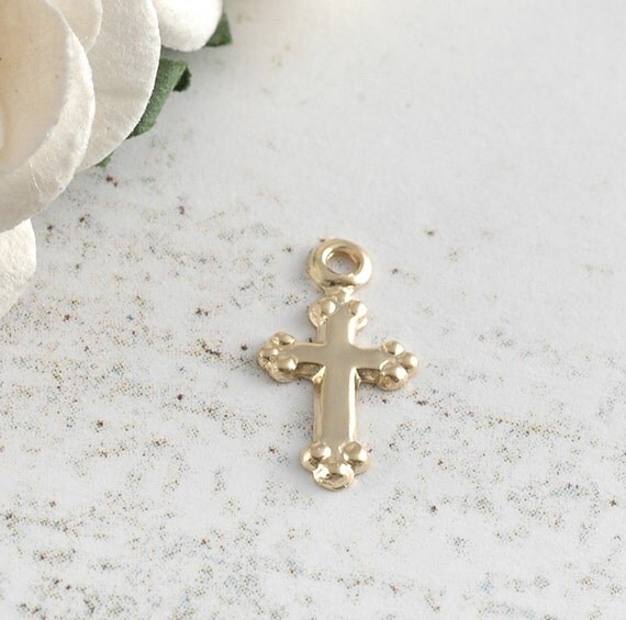 7mm Filled charm   Charm Gold Cross Small Charm a x cross gold Add small  11mm