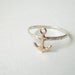 Brass Anchor Ring, Hammered Sterling Silver Ring, Handforged, Sea, Sailing, Nautical Jewelry, Unisex Ring