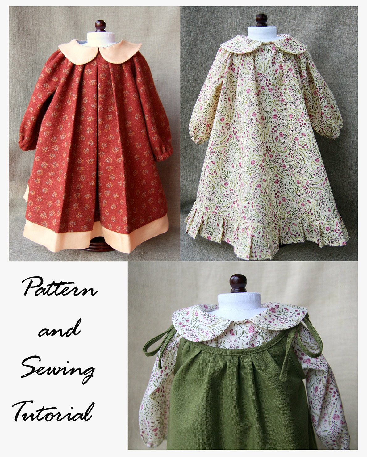 Sewing Pattern and Tutorial for Peter Pan Collar Dress for 14