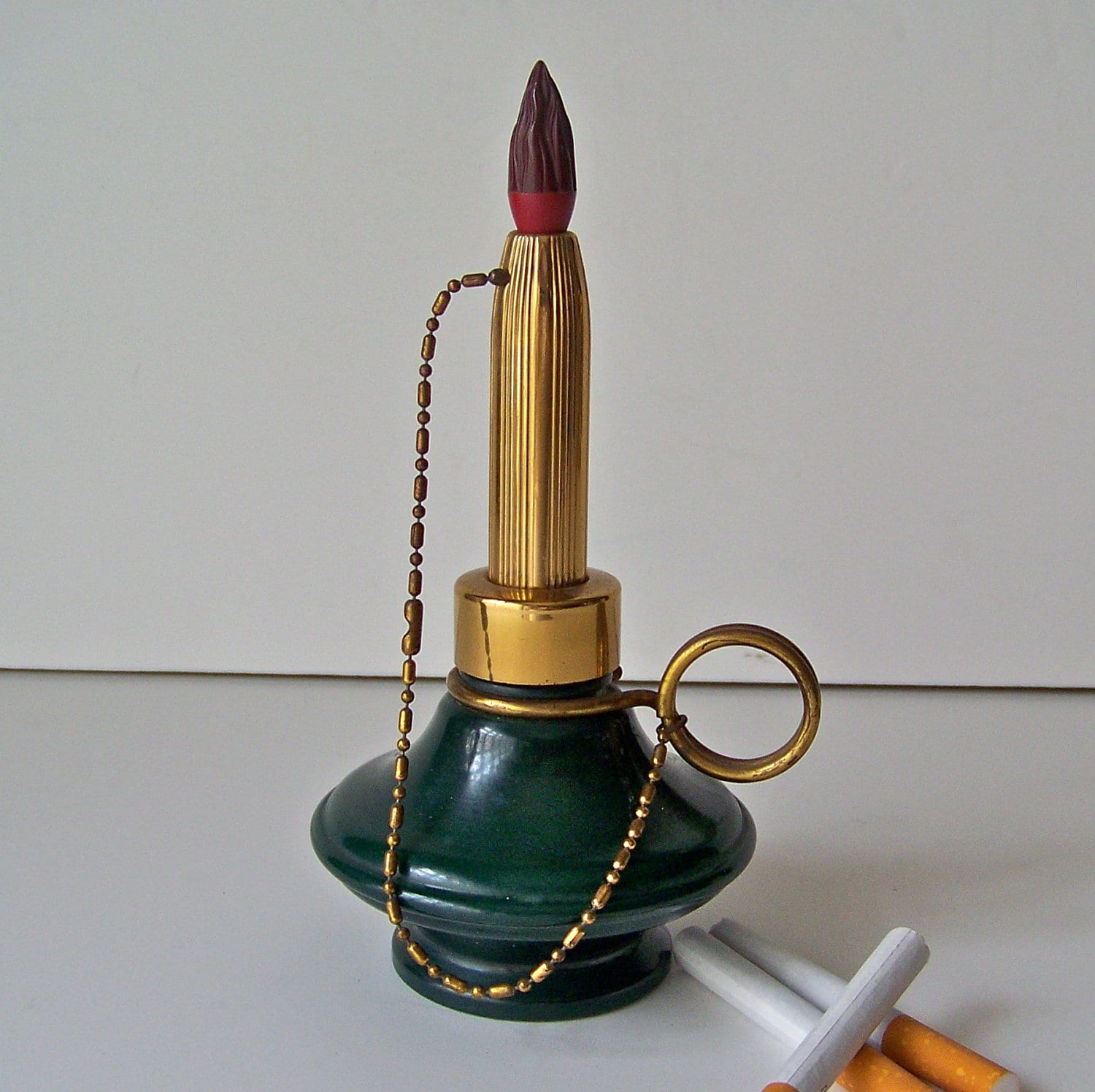 Vintage Cigarette Lighter Brass Candle Stick 1940s