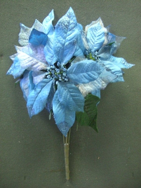 Items similar to Tanday Turquoise Blue Poinsettia Silk Bush on Etsy