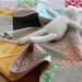 Baby girl zakka style patchwork blanket. Warm and cozy. Stroller or bassinet blanket, great for cuddling and swaddling. Size 27.5" X 27.5"