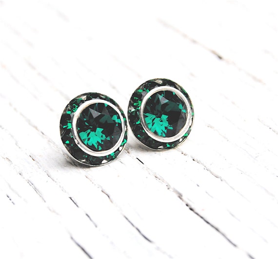 Emerald Green Earrings Swarovski Crystal Emerald Green