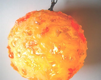 Lava Lishous Resin Chunk Hanging Swag Lamp. Vintage 1960's. Tiki, Mod, Kitsch, Mid century modern, Eames era.