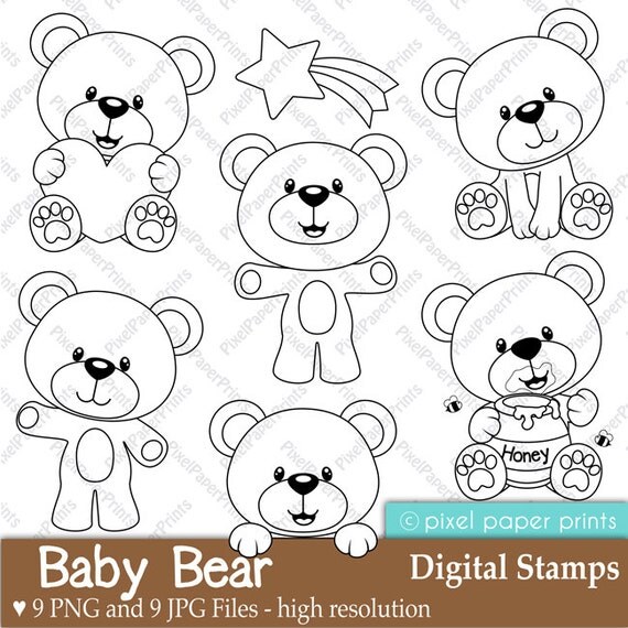 Baby Bear - Digital Stamps Il_570xn